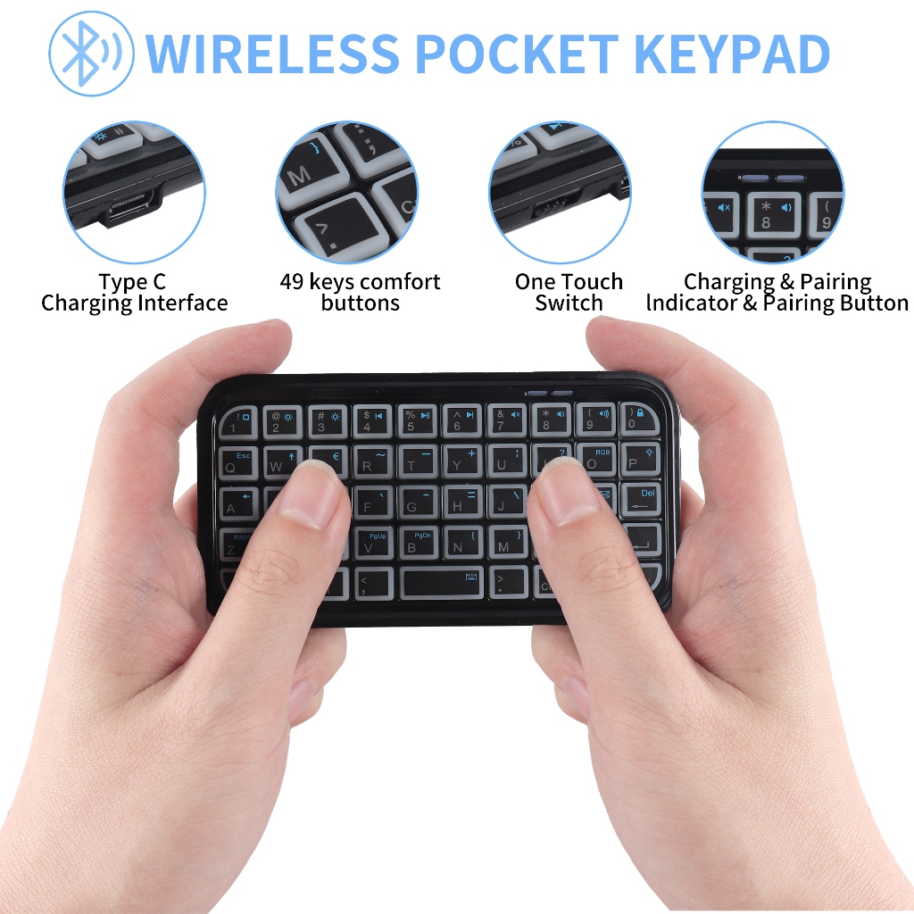 7 Màu Đèn Nền Di Động Siêu Mỏng Mini Bluetooth Bàn Phím Không Dây Cho Windows Android PC Notebook Mac Điện Thoại Máy Tính Đen Im Lặng Bàn Phím