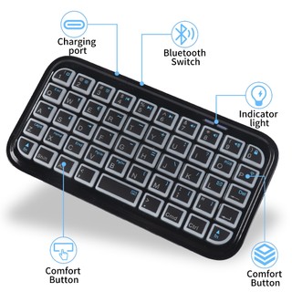 7 Màu Đèn Nền Di Động Siêu Mỏng Mini Bluetooth Bàn Phím Không Dây Cho Windows Android PC Notebook Mac Điện Thoại Máy Tính Đen Im Lặng Bàn Phím