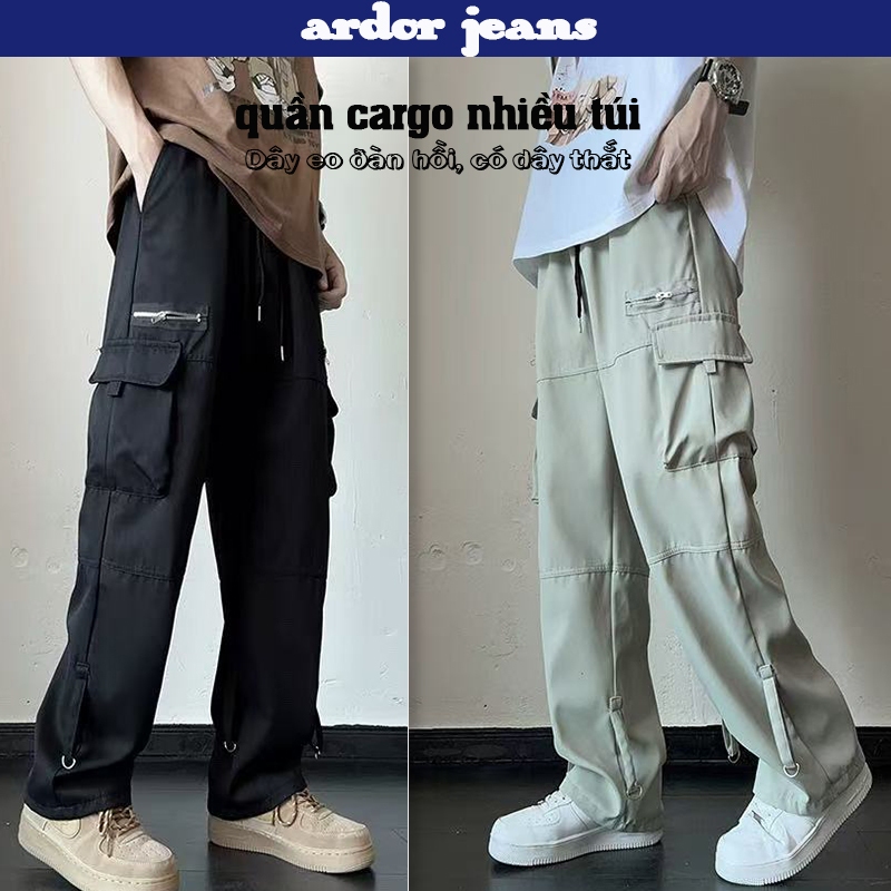[ardor]quần cargo nam túi hộp nữ unisex quần Ống rộng phong cách hiphop Đường phố big size quần túi 