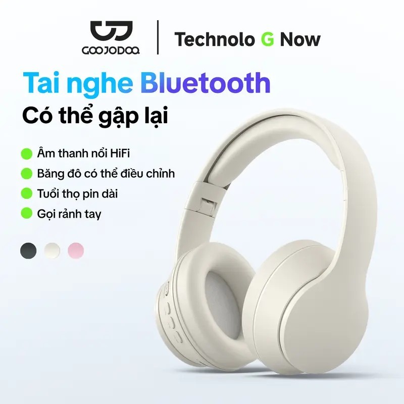 GOOJODOQ Tai nghe có thể gập lại HiFi Âm thanh nổi Tuổi thọ pin dài Phát lại đa chế độ