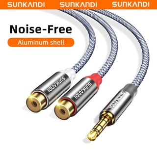 Sunkandi Cáp Âm Thanh 3.5mm Nam Sang 2 RCA Nữ, Bộ Chuyển Đổi Âm Thanh Stereo Cho MP3/Video