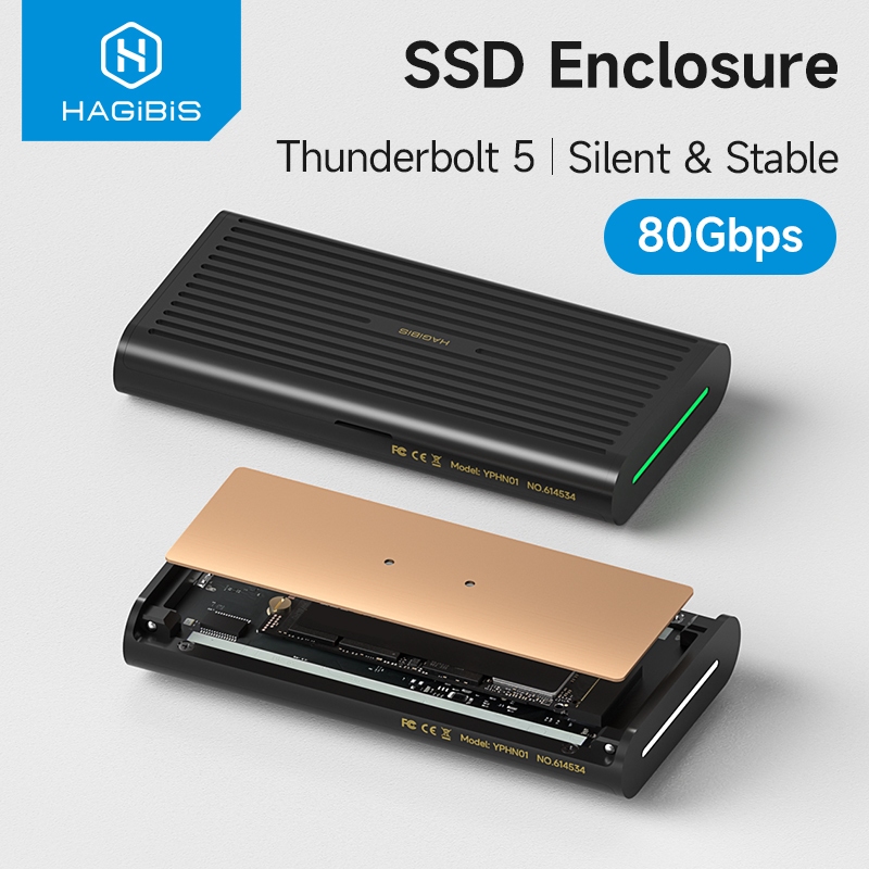 Vỏ SSD Hagibis 80Gbps M.2 NVMe Tương thích với SSD ngoài Thunderbolt 5 / 4 / 3 / USB4 Lên đến 8TB ch