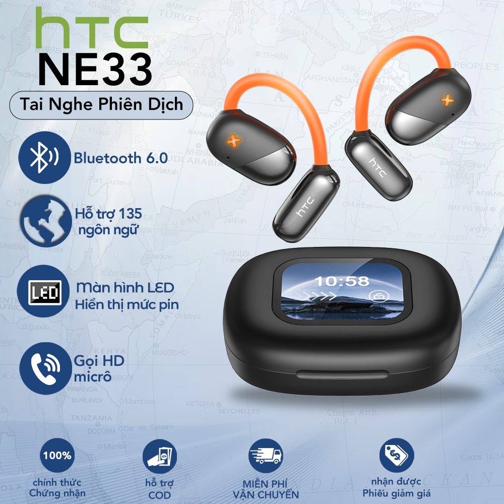 HTC NE33 AI Dịch Tai Nghe OWS Tai Nghe IPX5 Chống Nước Đèn Ngủ Tai Nghe Màn Hình Cảm Ứng LCD