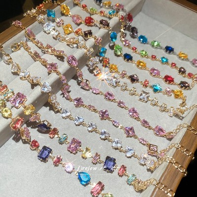 DREZEW Vòng tay Zircon nhiều màu dành cho nữ Thiết kế táo bạo lấp lánh Thời trang Phụ kiện trang sức hợp thời trang