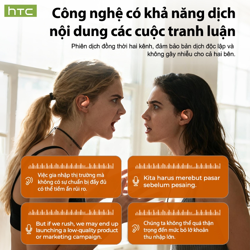 HTC NE47 Tai Nghe Phiên Dịch AI Translator Tai nghe không dây Tai nghe Bluetooth 6.0 Khả năng tương thích Tai nghe mở tai có màn hình nguồn LED | BigBuy360 - bigbuy360.vn