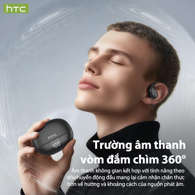HTC NE47 Tai Nghe Phiên Dịch AI Translator Tai nghe không dây Tai nghe Bluetooth 6.0 Khả năng tương thích Tai nghe mở tai có màn hình nguồn LED | BigBuy360 - bigbuy360.vn