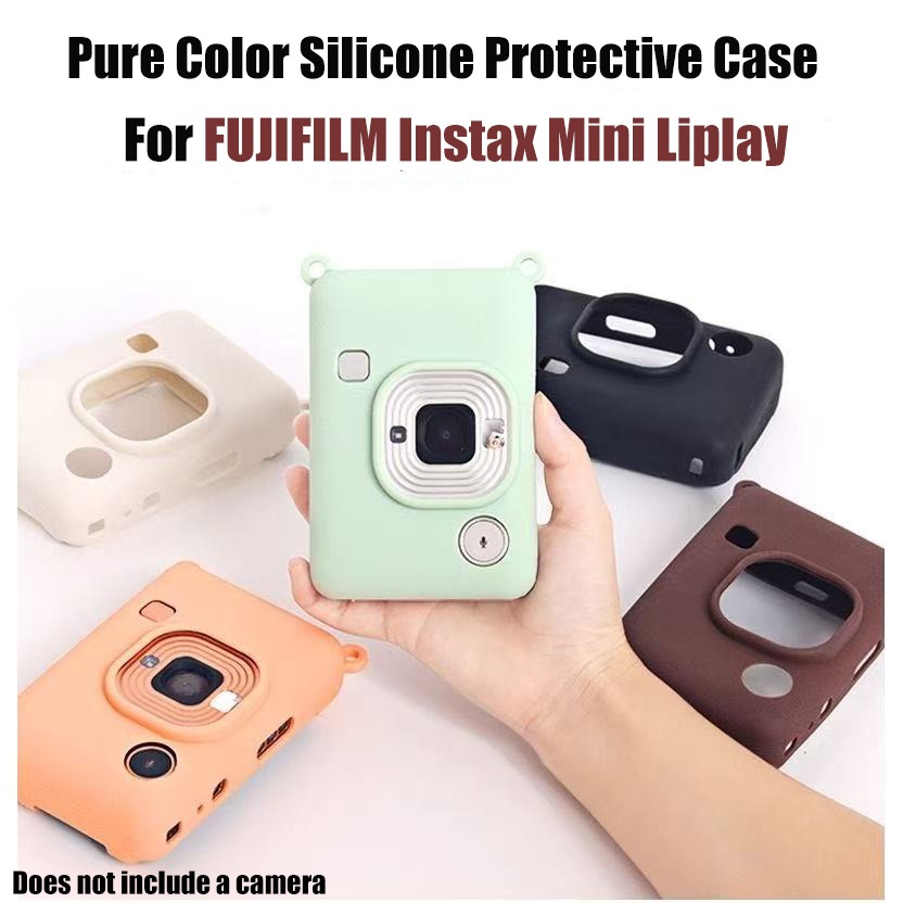 Ốp lưng máy ảnh silicon Instax Mini LiPlay Vỏ bảo vệ mềm + Dây đeo LiPlay Kính cường lực bảo vệ màn 