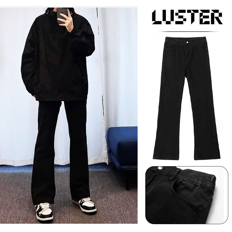 LUSTER quần jean nam Quần jeans ống loe nam,quần bò đen trơn,Quần jean đàn hồi quần bò nam boy phố ,
