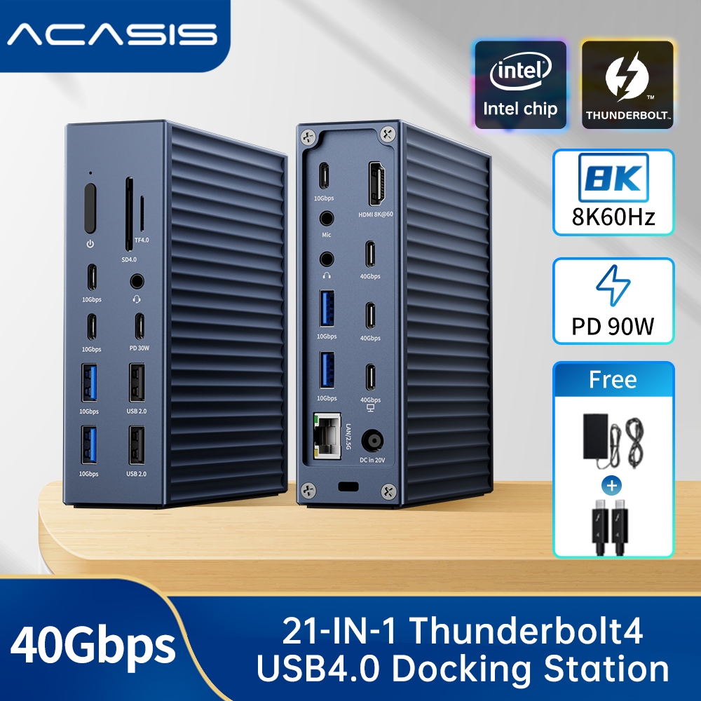 ACASIS 21 Trong 1 Tương Thích Với Trạm Docking Hub Thunderbolt4 / 3, Sạc Max90W Cho Laptop, Màn Hình