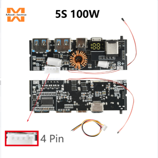 Bảng mạch mô-đun sạc nhanh hai chiều 3S / 4S / 5S 65W / 100W PD 6 cổng