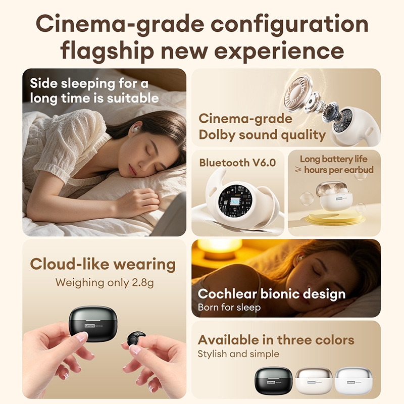 Lenovo LE261 Sleep Bluetooth Tai nghe HiFi Level Lossless Chất lượng âm thanh Vô hình Kháng khuẩn Thoải mái Tai nghe Bluetooth 6.0 | BigBuy360 - bigbuy360.vn