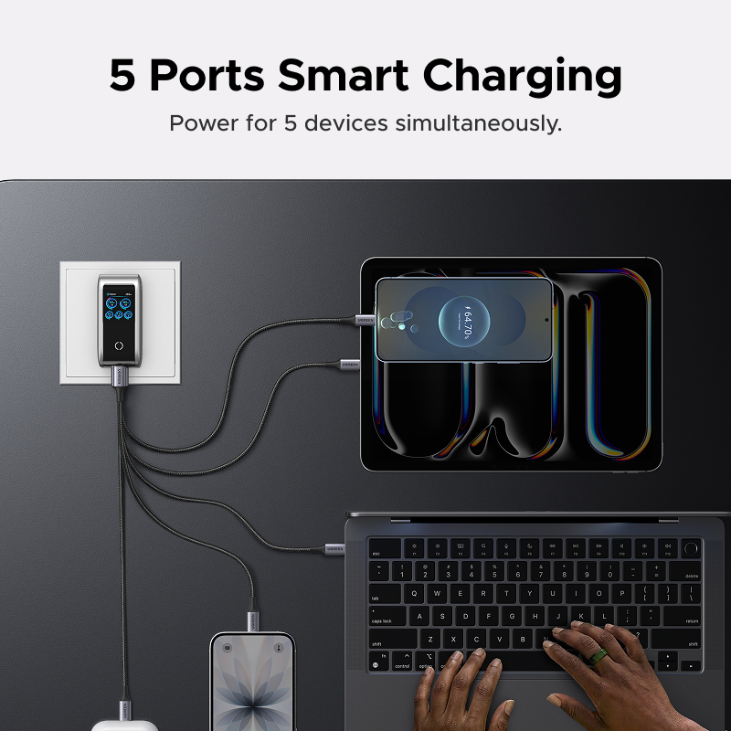 Bộ sạc GaN 5 cổng UGREEN 100W (USB-C * 4 / USB-A * 1), Bộ sạc nhanh cho Iphone / Samsung / Máy tính / Ipad | BigBuy360 - bigbuy360.vn