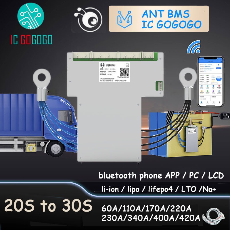 Smart 20S ~ 30S ANT BMS Lifepo4 li-ion LTO Bảng bảo vệ pin 170A 220A 425A 550A 1000A Điện thoại ứng 