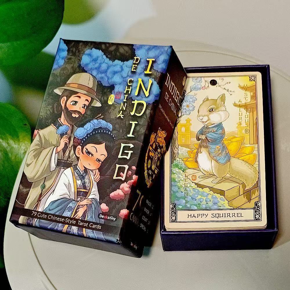 Heaven and Earth Cover 12 * 7cm Trung Quốc Indigo Tarot Hai Mặt Nổi Thẻ Indigo De China Tarot Trò Ch