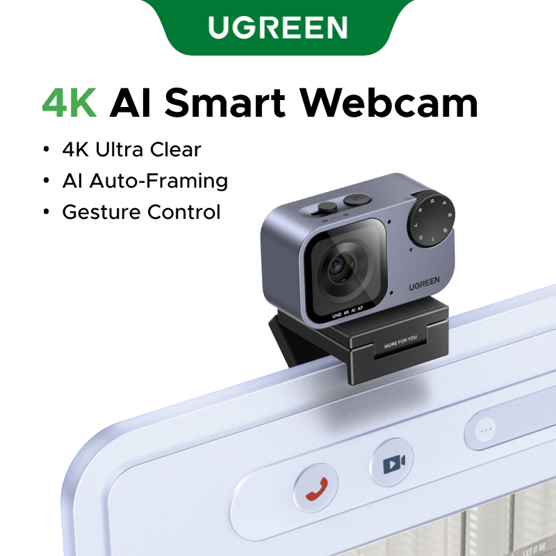 Camera Webcam Thông Minh UGREEN AI 2K / 4K @ 30FPS Siêu Độ Nét Cao AI Tự Động Đóng Khung Mặt Làm Tru
