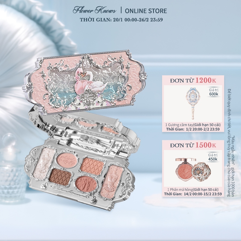 Flower knows Bảng Phấn Mắt swan ballet Sáu Màu Sắc Hiệu Ứng Mịn Màng Lâu Trôi 6.5g | BigBuy360 - bigbuy360.vn