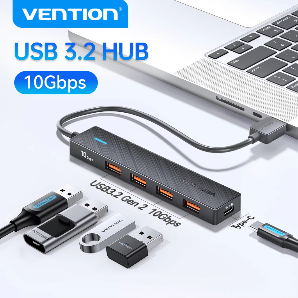 Vention USB 3.2 Gen2 HUB 5 Cổng Chia 10Gbps USB A Type C HUB Bộ Chuyển Đổi Đa Cổng Laptop Mở Rộng Má