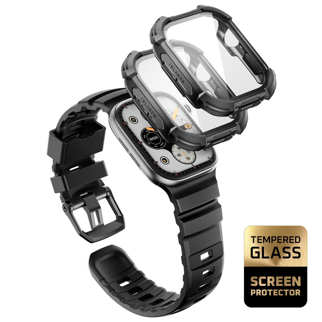 I-Blason ArmorLite cho Apple Watch Series 11 / 10 băng tần 46mm với 2 vỏ tích hợp kính cường lực bảo