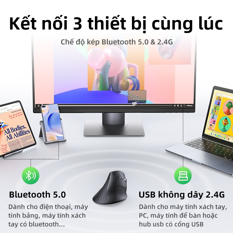 Chuột dọc không dây UGREEN  2.4G | BigBuy360 - bigbuy360.vn