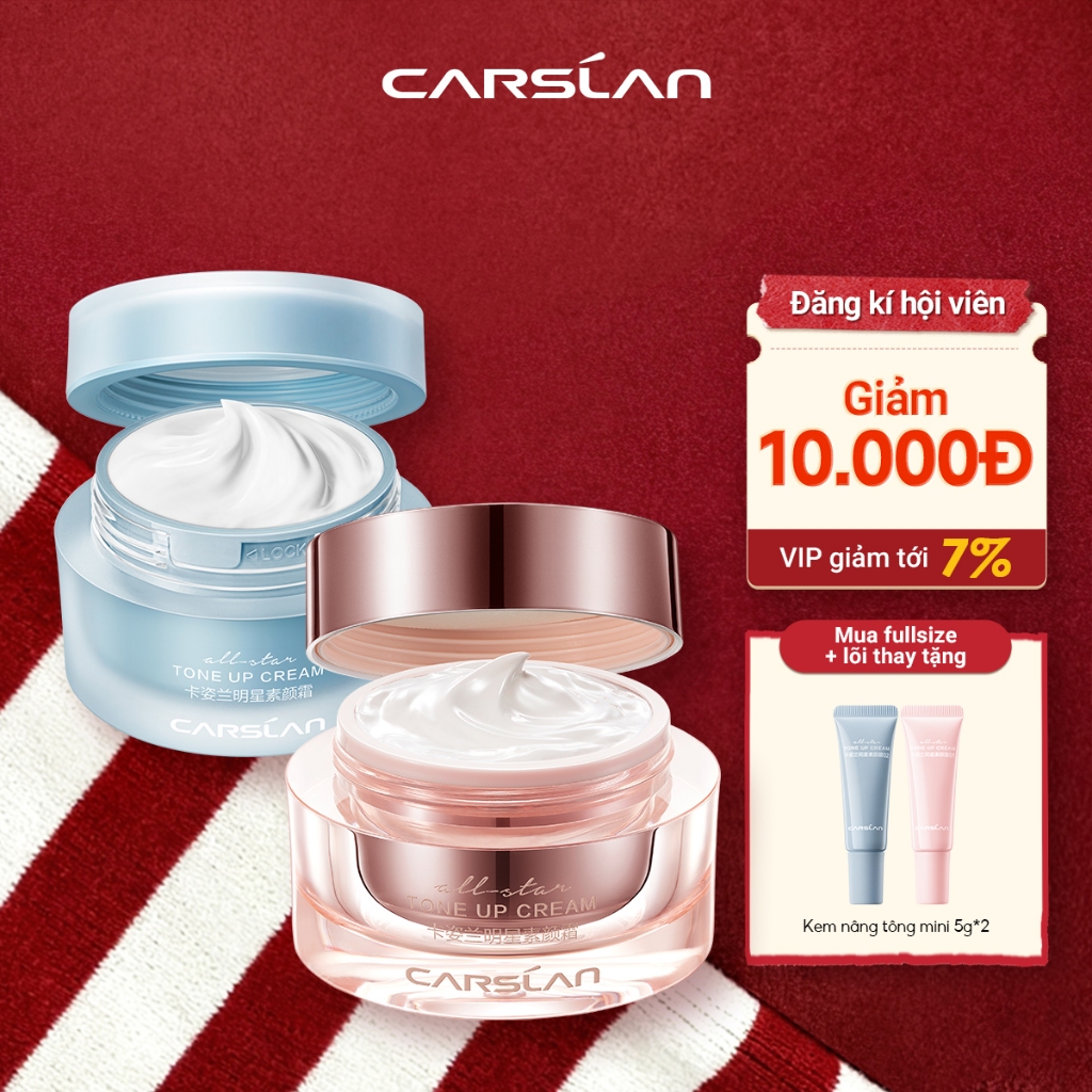 Kem nâng tông da Carslan kem lười trang điểm Kem lót che khuyết điểm hiệu quả Makeup nâng tông 50g