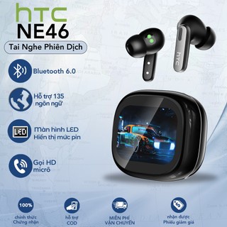 HTC NE46 Tai Nghe Phiên Dịch Tai nghe Bluetooth 6.0 có màn hình cảm ứng LED Tai nghe kinh doanh có Mic IPX5 chống nước có phát hiện nhịp tim