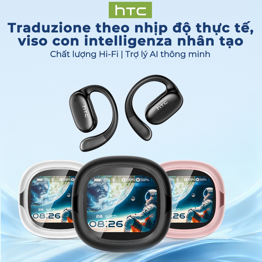 HTC NE58 AI Translator Tai nghe Bluetooth 6.0 HiFi Sound Tai nghe mở tai có màn hình cảm ứng | BigBuy360 - bigbuy360.vn