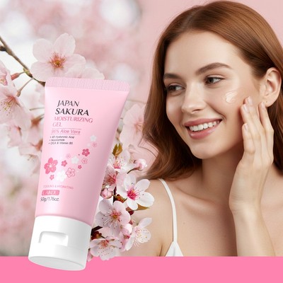 Sữa Dưỡng Ẩm LAIKOU Japan Sakura 50g - 96% Aloe Vera Cho Soothening, Axit Hyaluronic 4D để Hydrat hóa | Mặt & Cơ Thể, Mọi Loại Da, Đồng Hành Tẩy Lông