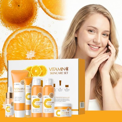 Bộ chăm sóc da LAIKOU Vitamin C – Dual Vitamin C, Niacinamide & Hyaluronic Acid, Bộ 5 mảnh làm sáng & chống lão hóa để làm sáng da
