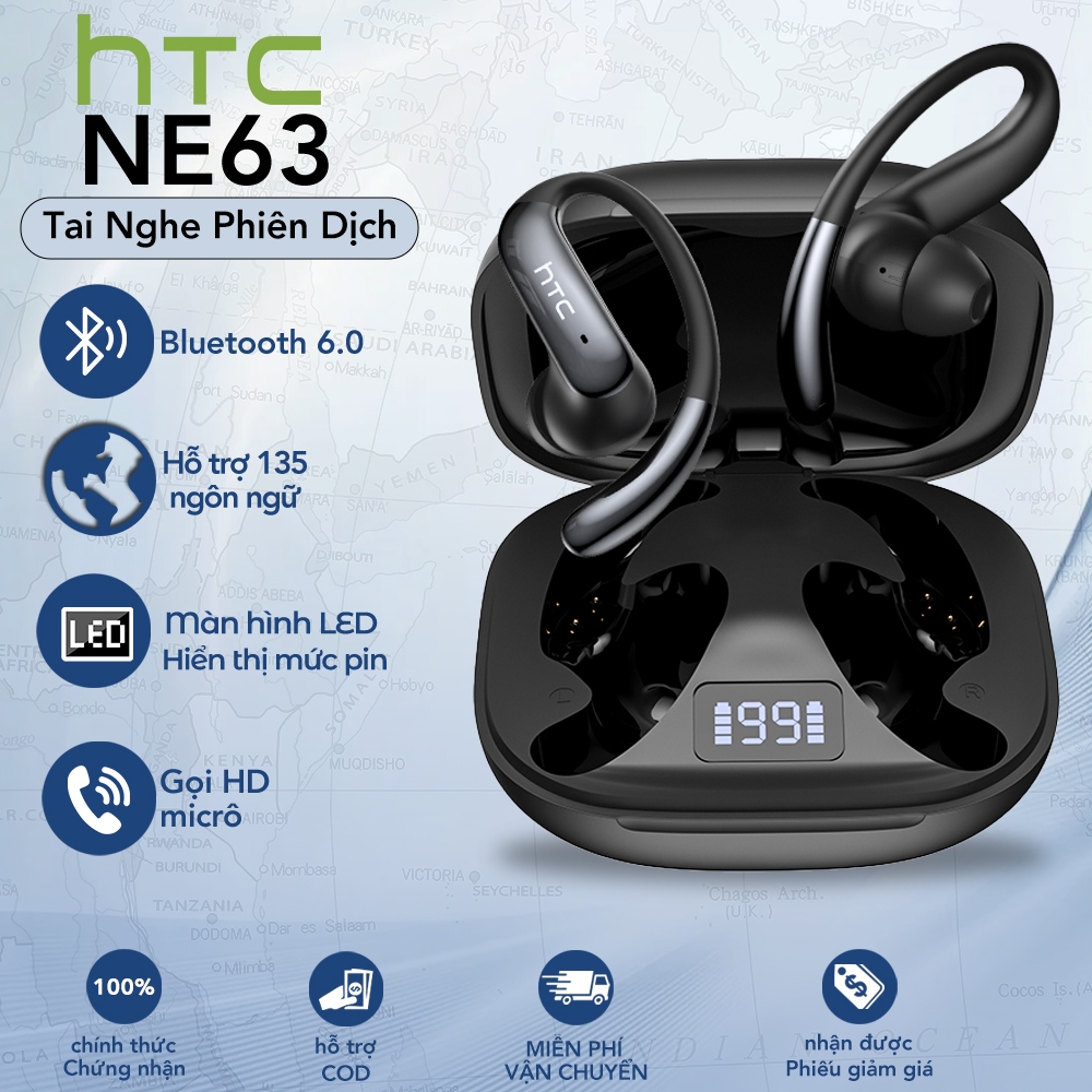 HTC NE63 Tai Nghe Phiên Dịch  AI Translator Tai nghe mở tai Tai nghe không dây Bass Bluetooth 6.0 có màn hình nguồn LED | BigBuy360 - bigbuy360.vn