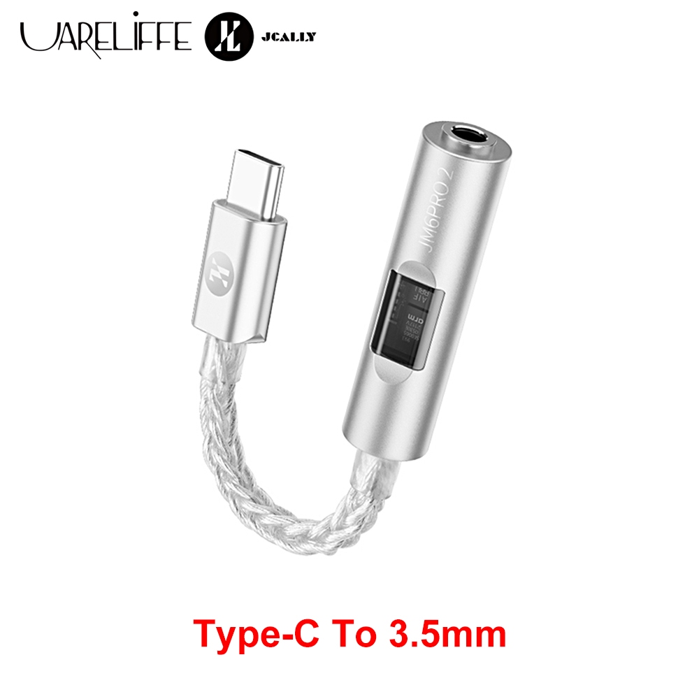 Uareliffe JCALLY JM6 PRO 2 Type-C sang 3,5mm Bộ chuyển đổi âm thanh có thể nhìn thấy Khử tiếng ồn Âm