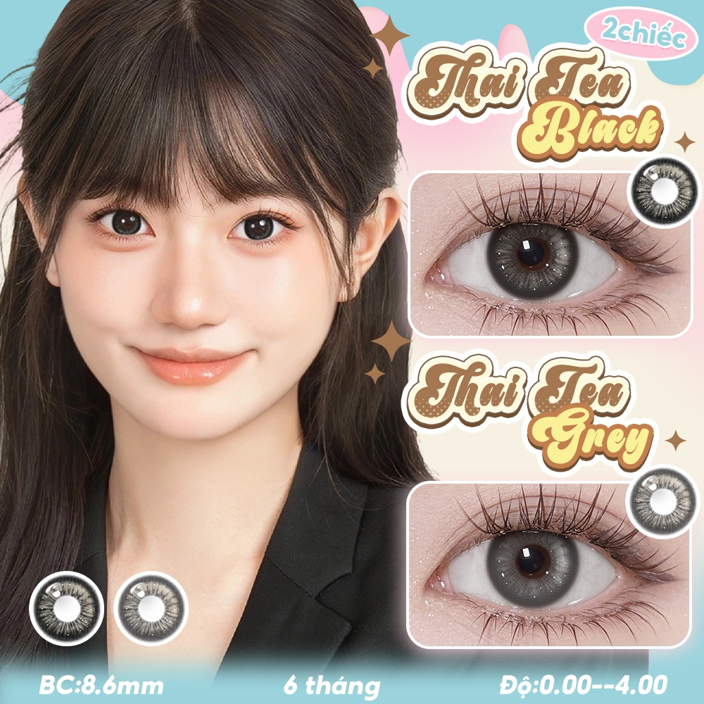 [0.00--4.00] UYAAI 2 chiếc Kính Áp tròng MCK1 màu đen Trà Thái Ống kính đen có thể sử dụng cho 0,00-