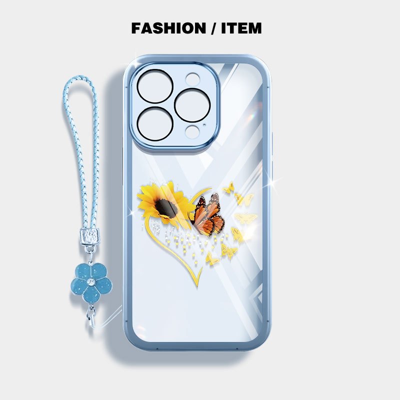 YBD Trong Suốt Dành Cho iPhone 15 Pro Max 16 Pro Max 17 Pro Max 17 Air Phone Shell Bướm Hướng Dương 