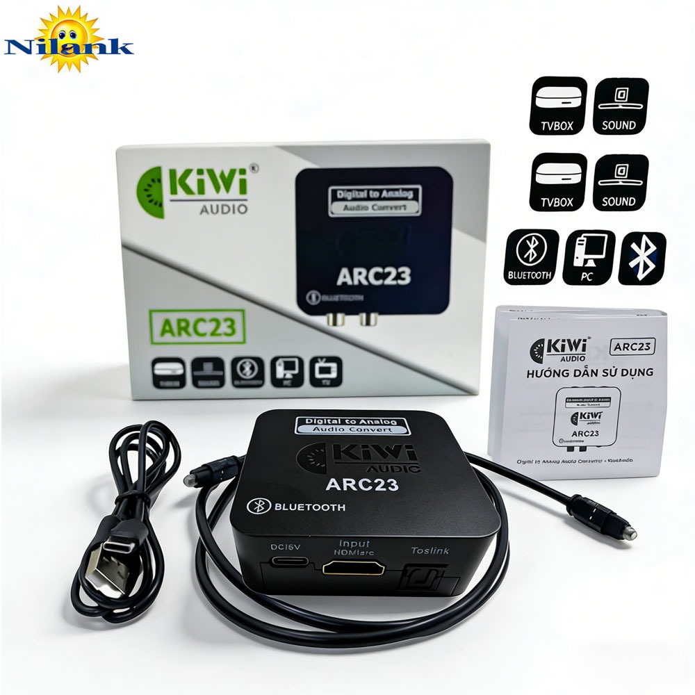[NiLANK] NiLANK Kiwi ARC23 Bộ chuyển đổi âm thanh cổng Quang, Hdmi ARC sang 3.5mm , hoa sen có Bluet