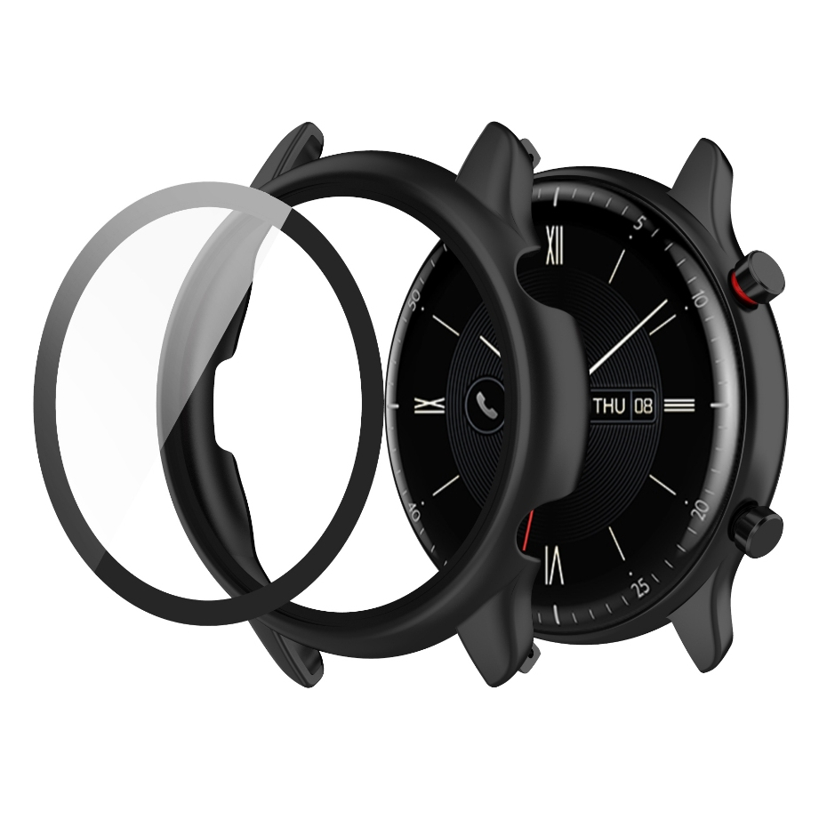 Kính cường lực + Ốp lưng cho Huami Amazfit GTR2 eSIM PC cứng toàn diện Vỏ bảo vệ màn hình cho phụ ki