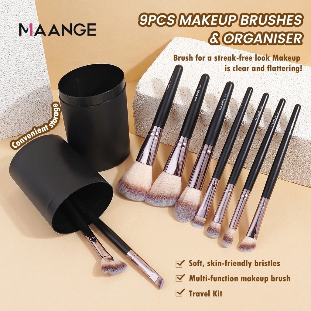 Bộ 9 Cọ Trang Điểm Chuyên Nghiệp MAANGE Có Kèm Hộp Đựng 5886