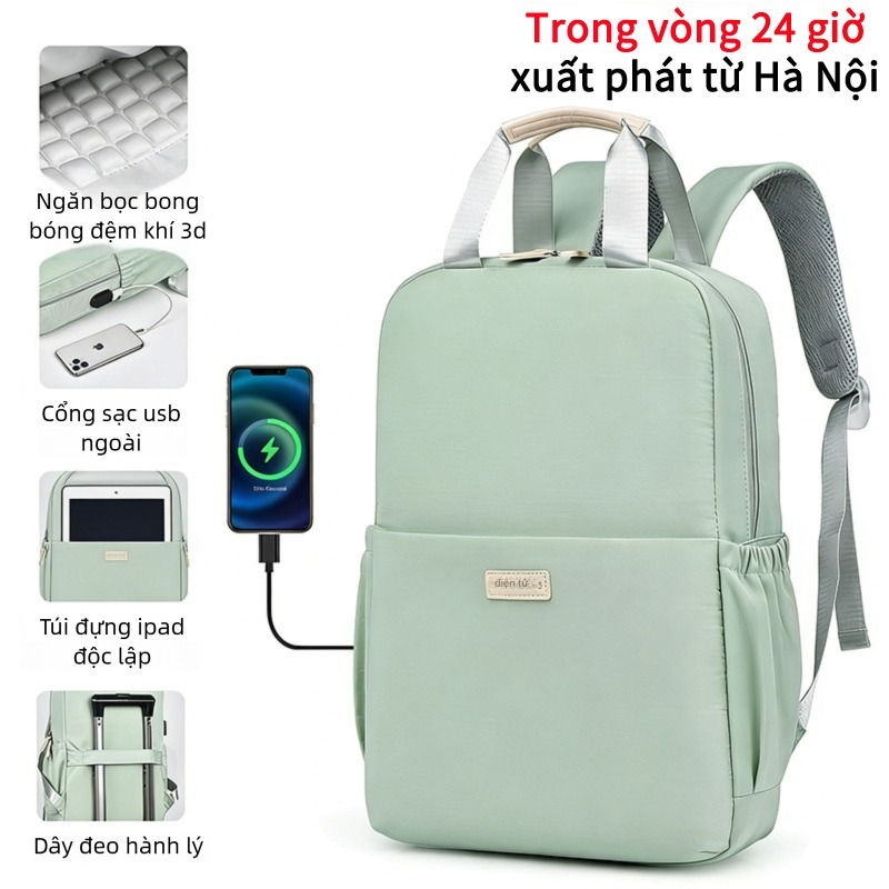 Ba lô du lịch chống nước, ba lô laptop 15,6 inch, dung tích lớn có cổng USB, túi đi học dành cho học sinh.