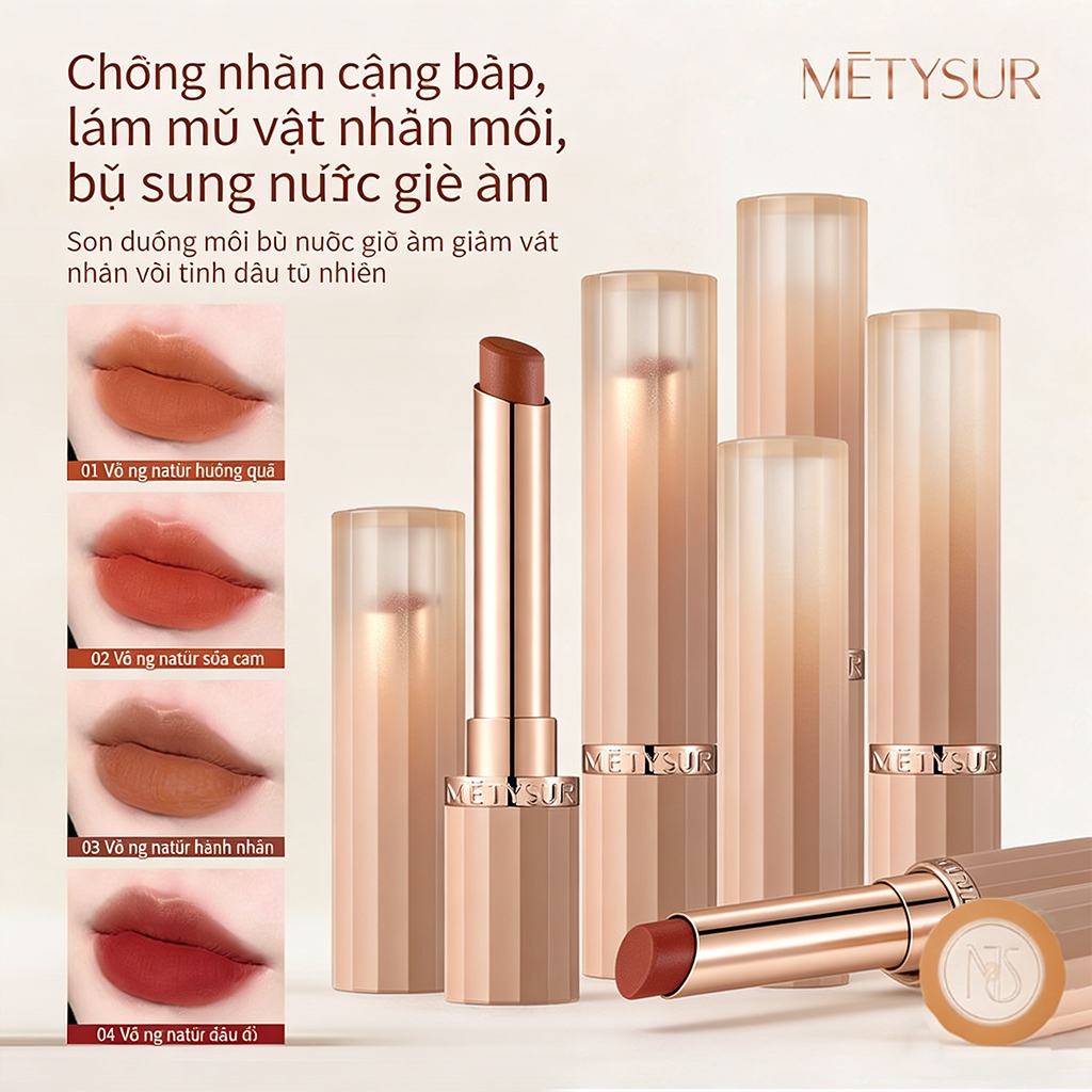 METSUR Dưỡng Ẩm Son Môi Màu Kết Xuất Dưỡng Ẩm Ao Trắng Tinh Chất Dầu Hạt Hoa Dưỡng Ẩm