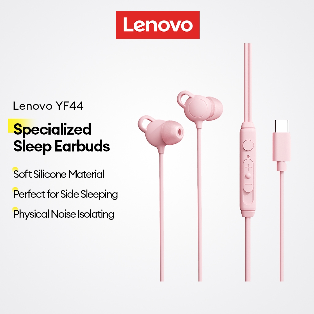 Tai nghe có dây Lenovo YF44 và tai nghe ngủ có cách ly tiếng ồn và silicon mềm để ngủ bên