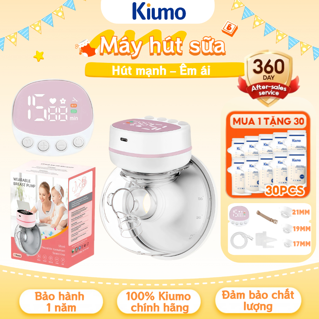 【Ship 24H 🛒】Kiumo Máy Hút Sữa Điện Đơn Không Dây, Máy Vắt Sữa Cao Cấp Chế Độ Hút Không Gây Đau Rát