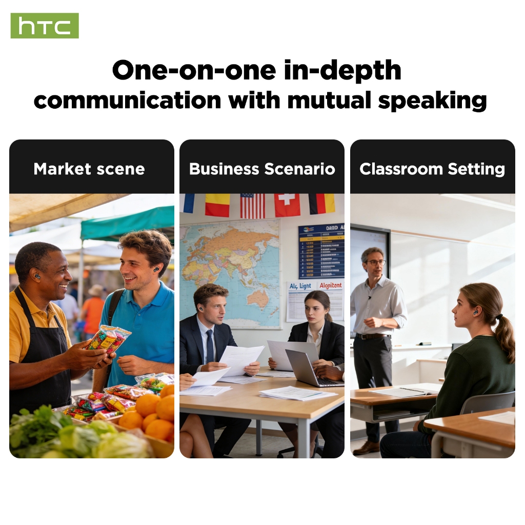 HTC NE75 Tai Nghe Phiên Dịch  AI Translator Earbud Khử tiếng ồn TWS Bluetooth 6.0 Tai nghe không dây giờ cho PC / Android / IOS | BigBuy360 - bigbuy360.vn