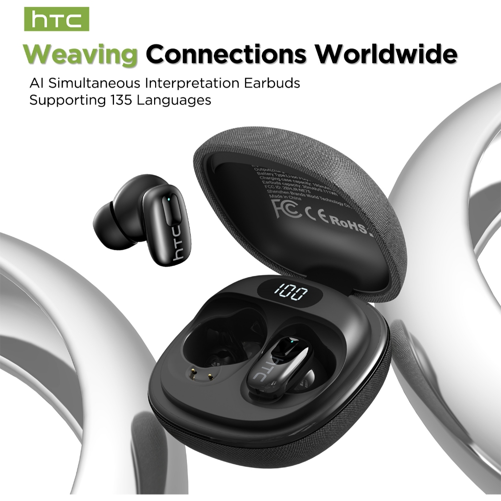 HTC NE75 Tai Nghe Phiên Dịch  AI Translator Earbud Khử tiếng ồn TWS Bluetooth 6.0 Tai nghe không dây giờ cho PC / Android / IOS | BigBuy360 - bigbuy360.vn