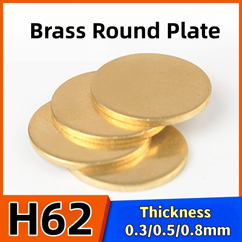 H62 Tấm tròn bằng đồng thau 0,3mm / 0,5mm / 0,8mm Tấm tròn bằng đồng mỏng Tấm đệm bằng đồng thau Cắt