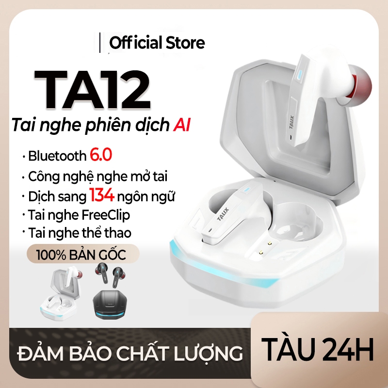 erazerTA12 Tai Nghe Phiên Dịch AI Bluetooth 6.0 Dịch sang 134 ngôn ngữ Tai nghe không dây Tai nghe chơi game Âm trầm sâu Pin lâu dài Có micro Âm thanh HiFi Tai nghe thể thao Chống nước | BigBuy360 - bigbuy360.vn