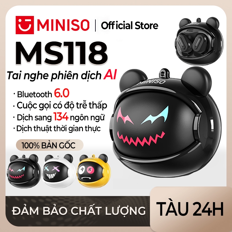 MINISO MS118 Tai nghe dịch thuật thông minh AI Bluetooth 6.0 Tai nghe không dây Dịch 134 ngôn ngữ Chất lượng âm thanh HiFi Tai nghe Bluetooth chơi game Khử tiếng ồn thông minh Chống nước IPX5 | BigBuy360 - bigbuy360.vn