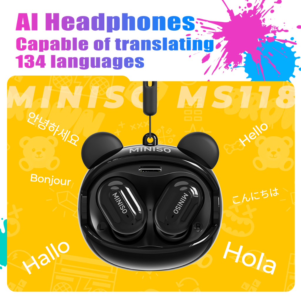 MINISO MS118 Tai nghe dịch thuật thông minh AI Bluetooth 6.0 Tai nghe không dây Dịch 134 ngôn ngữ Chất lượng âm thanh HiFi Tai nghe Bluetooth chơi game Khử tiếng ồn thông minh Chống nước IPX5 | BigBuy360 - bigbuy360.vn
