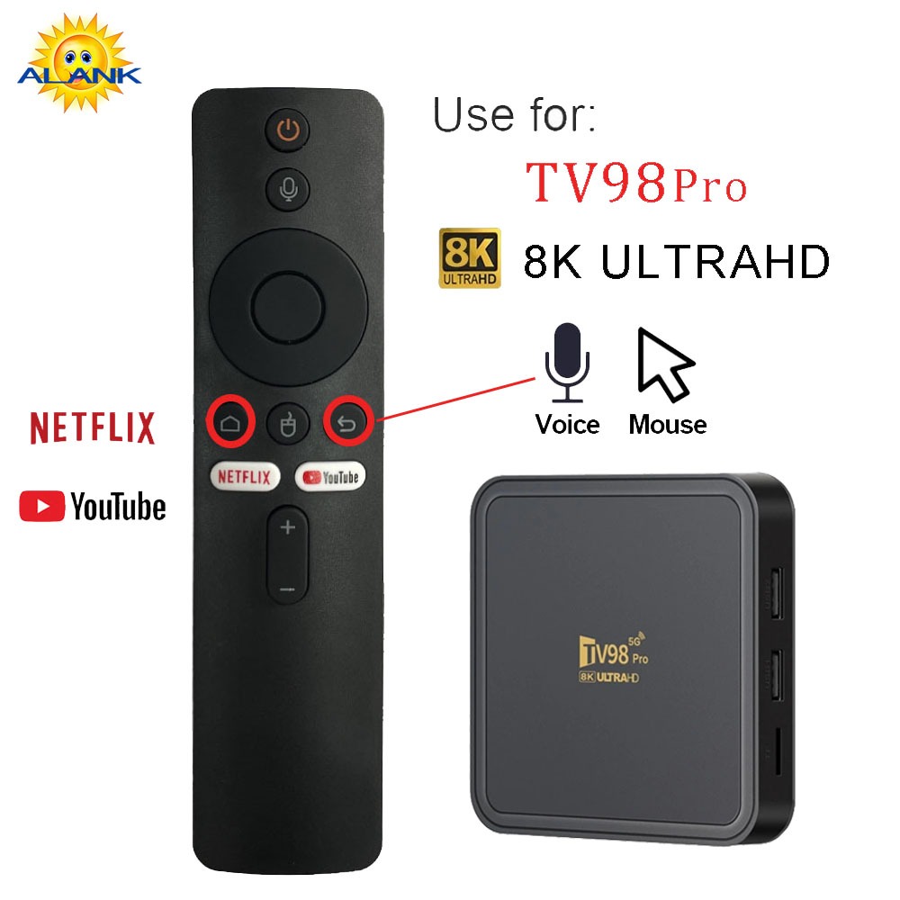 ALANK Remote for Android Tivi Box Tv98 Pro 2025  giọng nói,Kết nối Bluetooth,Xem YouTube Netflix
