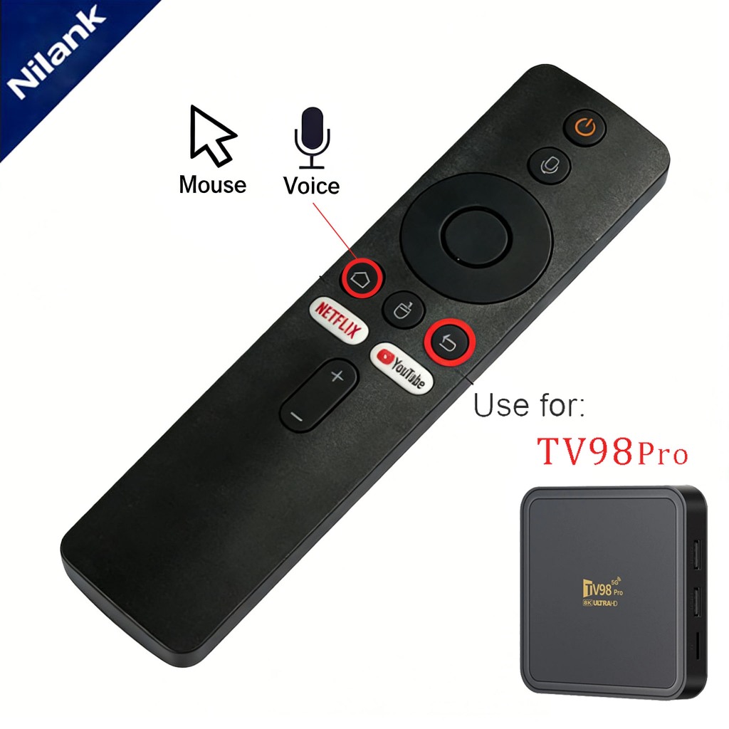 NiLANK Remote for Android Tivi Box Tv98 Pro 2025  giọng nói,Kết nối Bluetooth,Remote giọng nói,Xem Y