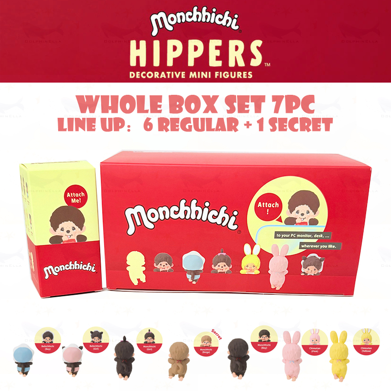 Trọn bộ hộp 7 chiếc HIPPERS Monchhichi Mini Hình Series Hộp mù Dễ thương Hippers trang trí Xếp hàng:
