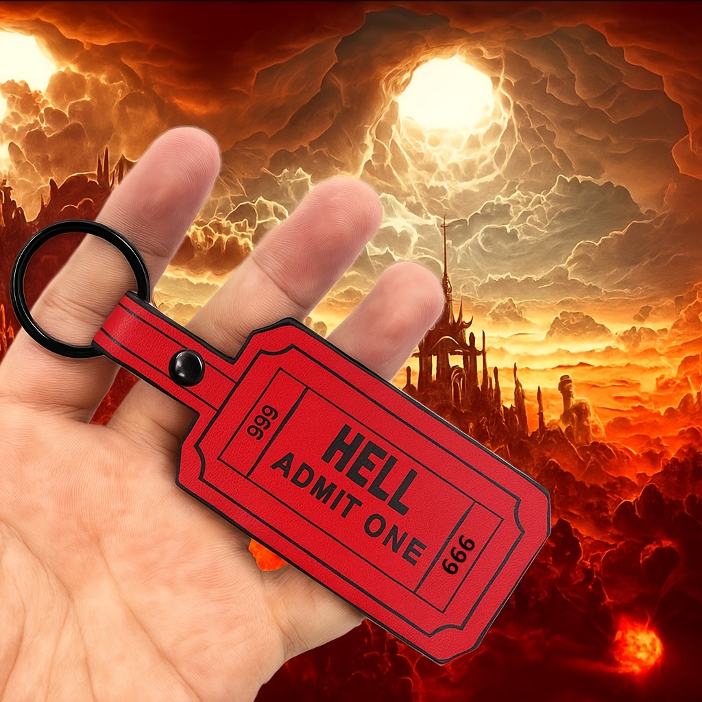 Móc khóa PU chủ đề Halloween - ADMIT ONE 666