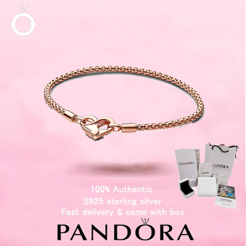 21 --- Bán chạy Rose Gold Moments Studded Chain Bracelet Cặp đôi nữ Pandora